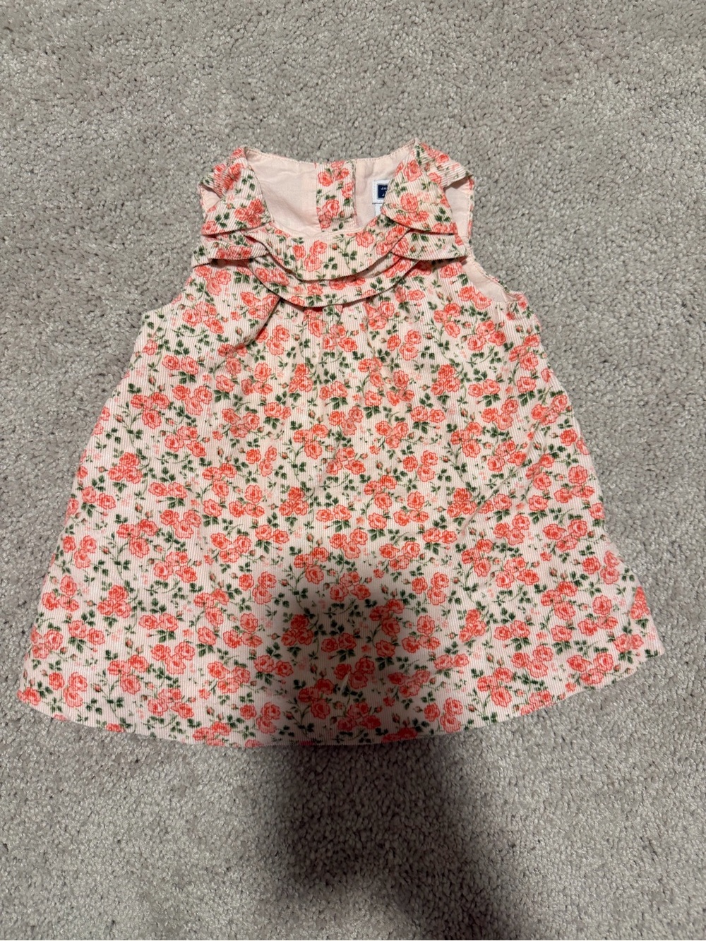 Janie and Jack Floral Corduroy Dress with Pink Rose Print